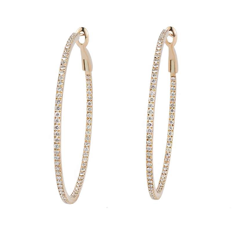 18k Rose Gold Diamond Hoop Earrings | Rich Diamonds